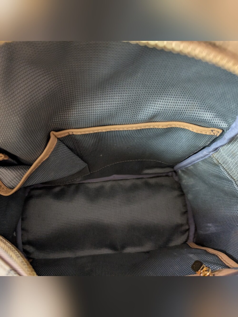 MCM Beige Visetos Side Studs Stark Medium Backpack with Black Logo Print - Picture 10 of 15
